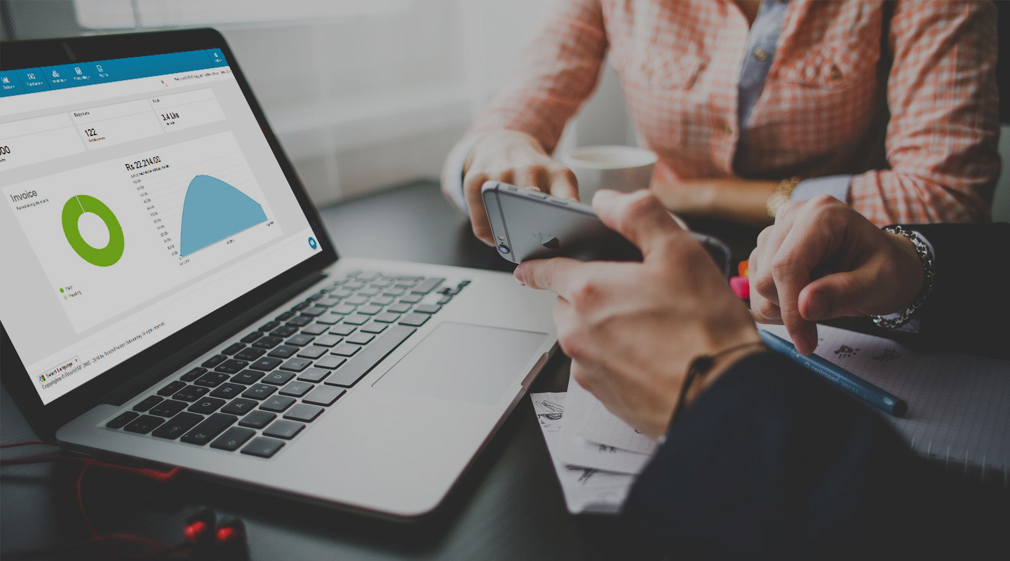 two people discussing accounting, bookkeeping meeting, financial books displaied in laptop